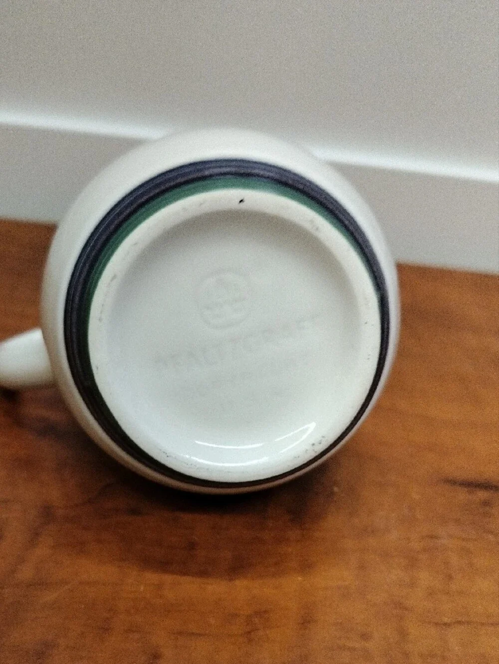 Pfaltzgraff Stoneware Creamer with Purple-Green Band Base